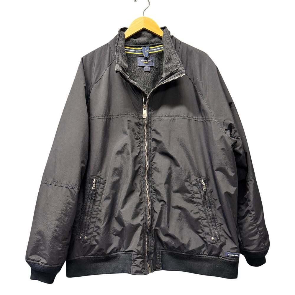 Lands End Squall Jacket Fleece Lined Nylon Full Zip Outdoor Mens XXL 2XL